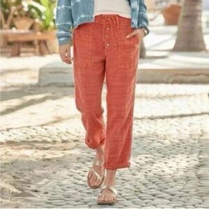 Sundance Washed Coral Textured Gauze Cotton Relaxed Leg Pants Size Medium